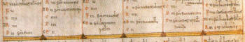 Fragmento de un calendario mozárabe del siglo X (biblioteca del Monasterio de El Escorial)