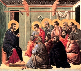 Domingo XIV de Cotidiano. ("Jesús enseñando a los apóstoles" Duccio di Buoninsegna, 1308-1311. Museo dell'Opera del Duomo, Siena)