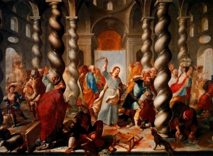 Viernes I de Cuaresma. ("Expulsión de los mercaderes del Templo", Juan de Miranda, 1780-1790. Museo Municipal de Bellas Artes. Santa Cruz de Tenerife)