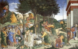 Lunes III de Cuaresma. ("Escenas de la vida de Moisés", Sandro Botticelli, 1481-82. Capilla Sixtina, Roma)