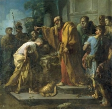 Viernes IV de Cuaresma. ("La unción de David por Samuel", Antonio González Vel�zquez, 1749. Museo de la Real Academia de Bellas Artes de San Fernando)
