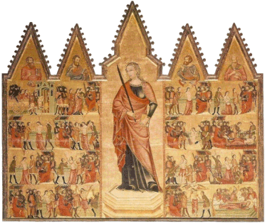 Misa de Sta. Eulalia de Mérida ("Retablo de Santa Eulalia", Maestro de los Privilegios. Primera mitad del siglo XIV. Museo Diocesano Catedral de Palma de Mallorca)