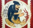 Febrero. Calendario mural del Pante�n Real de la Colegiata de San Isidoro (León). Primer tercio del siglo XII.